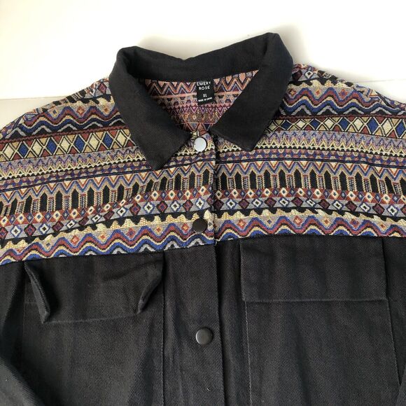 Emery Rose Women’s Tapestry Top Portion Black Crop Jacket Size XL - Picture 12 of 13